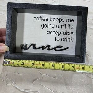 Coffee and Wine Double Sided Wooden Box Sign Farmhouse Kitchen Decor Black White